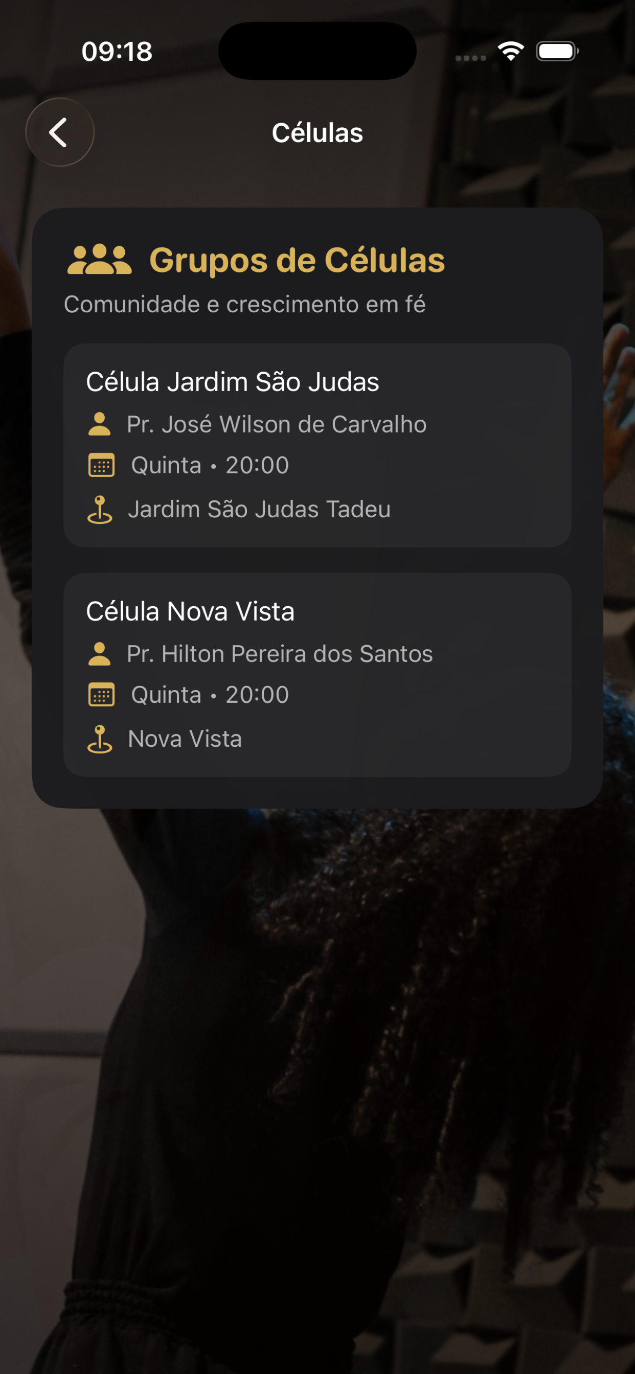 Tela Grupos de Células do APP IBRS Sede